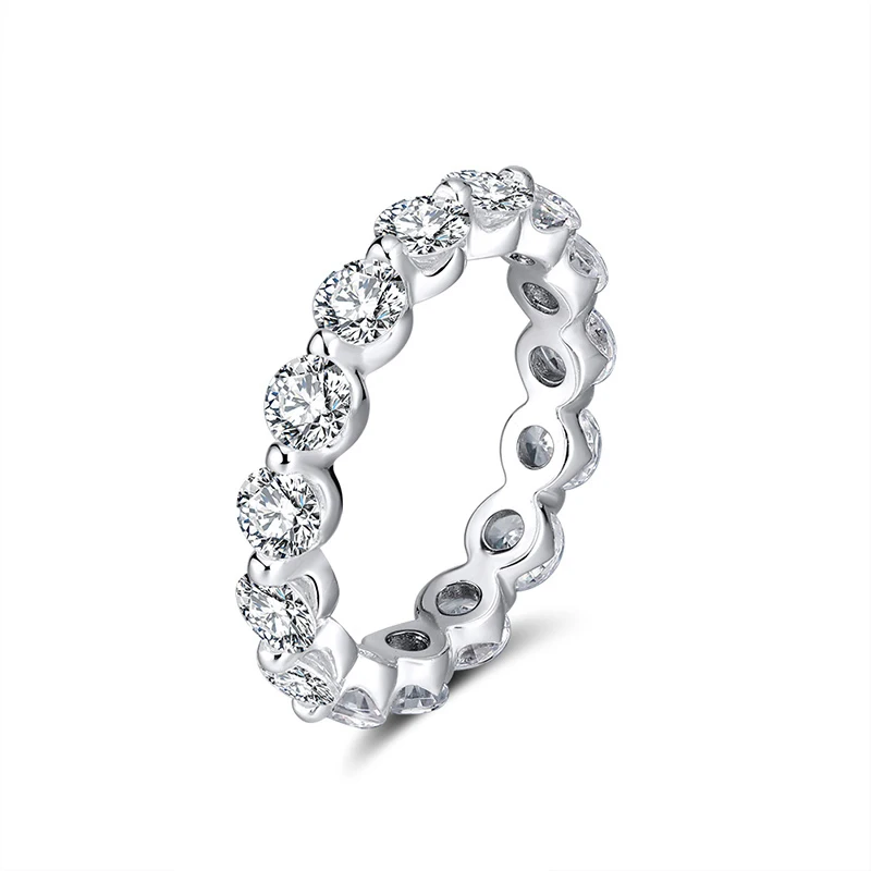 

RINNTIN SR189 Wholesale Hot Sale Silver Eternity Diamond Ring Full Round Cubic Zircon Rings for women, White