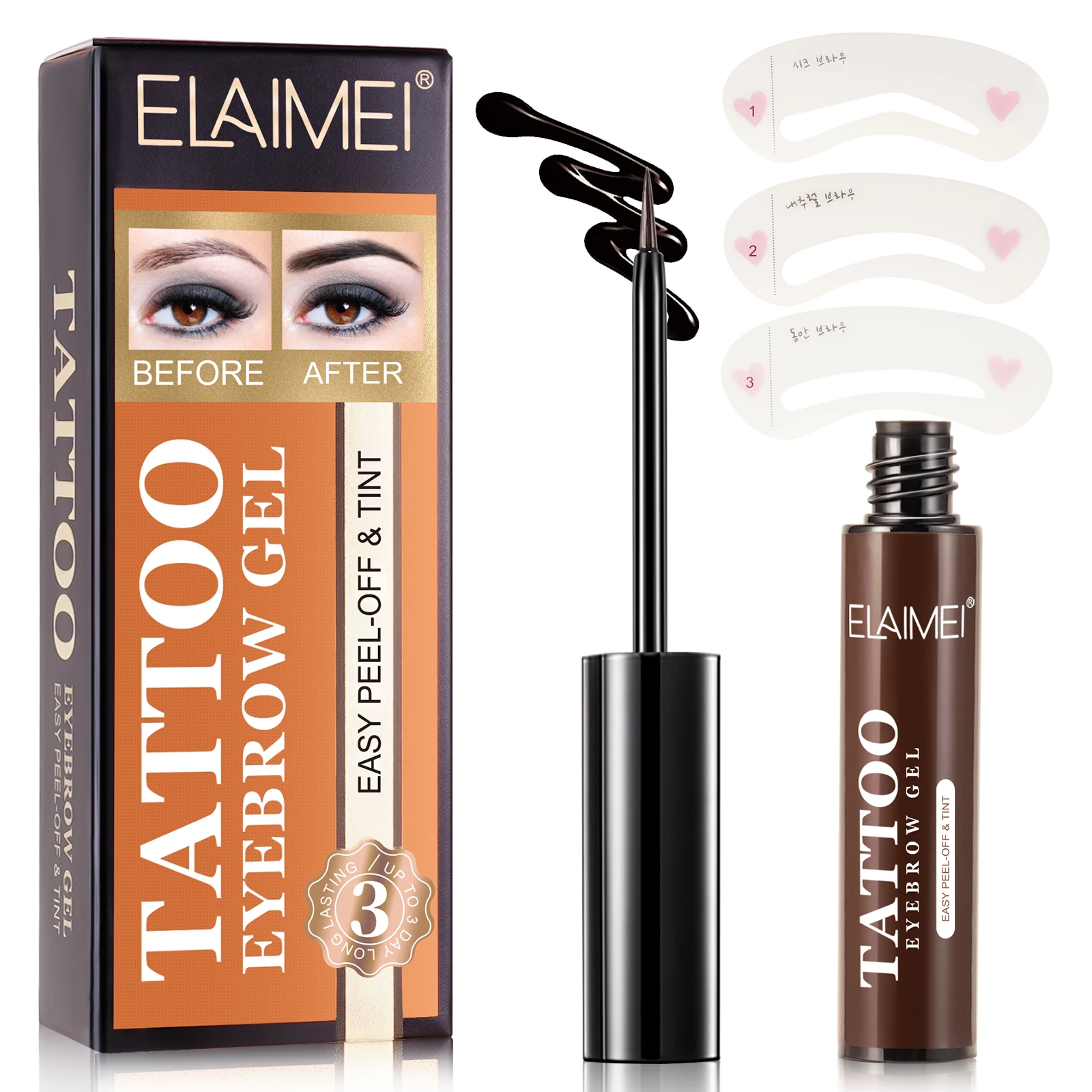 

ELAIMEI Lazy Makeup Eyes Brows Enhancers Liquid Gel Long Lasting Easy to Wear Tear Peel off Brow Tattoo Tint Eyebrow Gel