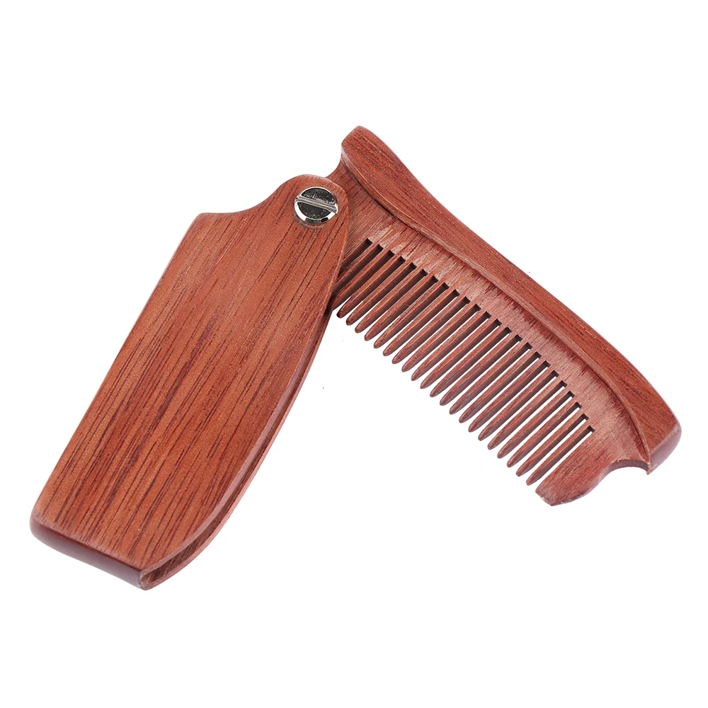 

Portable Pocket Wooden Folding Hair Combs Sandalwood Anti Static Mustache Beard Hair Styling Tool Travel Comb Hair Care Brush, Wooden color