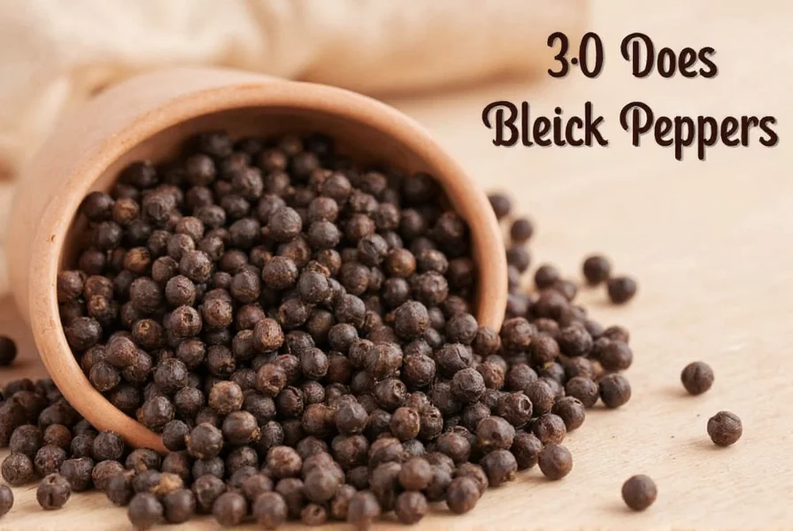 Close-up comparison of fresh black peppercorns versus stale ones showing color difference
