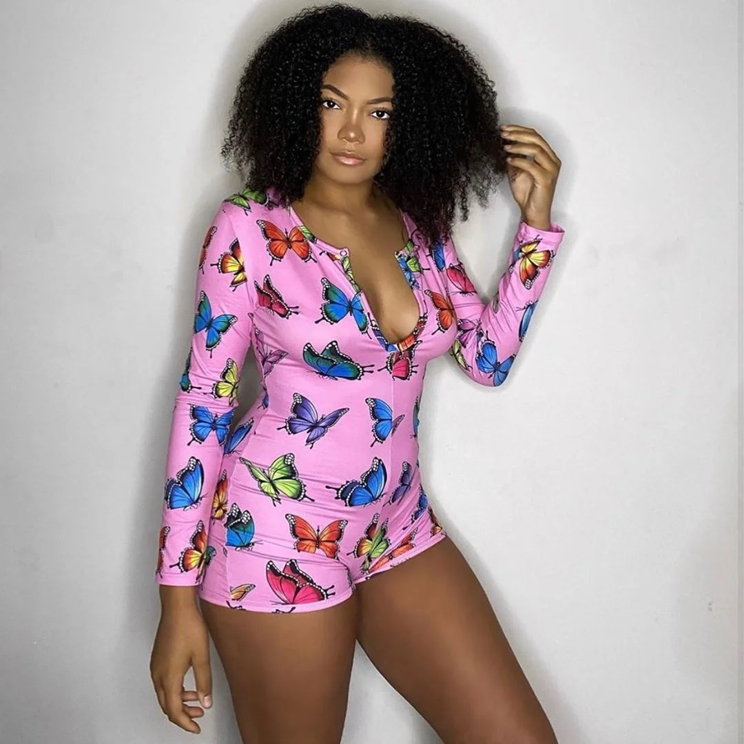 

Sexy Long Sleeve V Neck Women Pajamas Onesies,Famous Brand Short Pants Adult Onesies,Fashion Night Sleepwear Designer Onesies