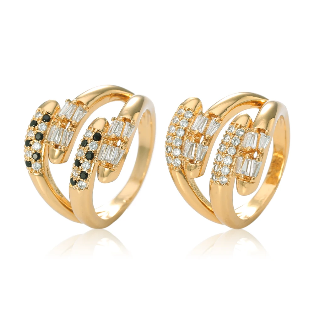 

New design personalized ladies' party antique copper rings color zircon gold Irregular women's ring