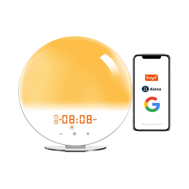 

Snooze smart Lamp Google Alexa App Control Google Home Simulation Sunrise Wake Up Lamp Snooze Multiple Nature Sounds Alarm Clock