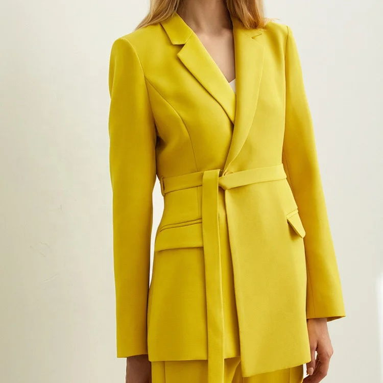 

Manufacturers wholesale Minimalist style temperament fashion slim women's suit coats, Yellow,black