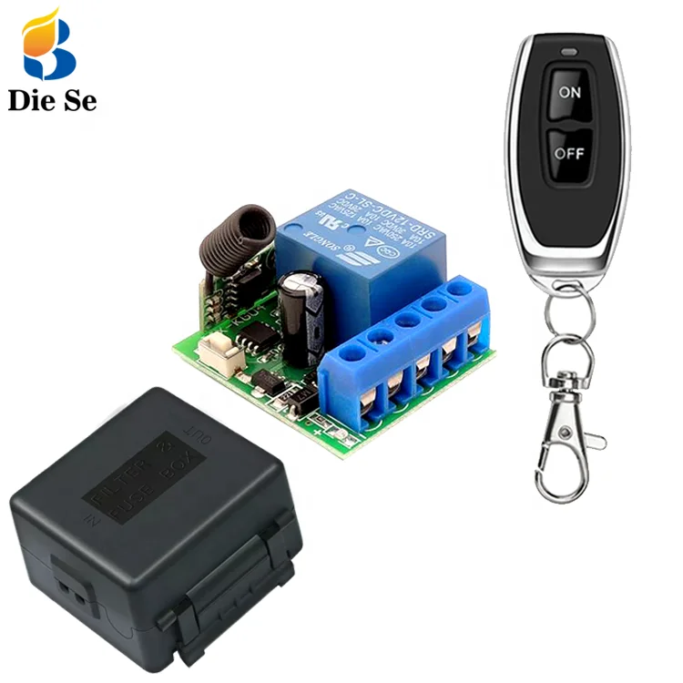 

Remote control switch 12V single channel relay module RF wireless switch receiver equipped with portable remote control