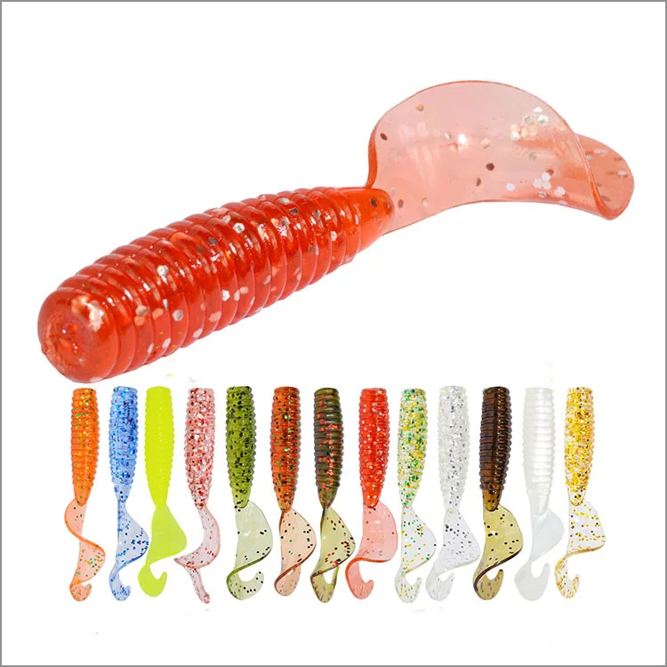 

A pack of 12 capuchin soft worm plastic soft fishing lure, 13 colors choice