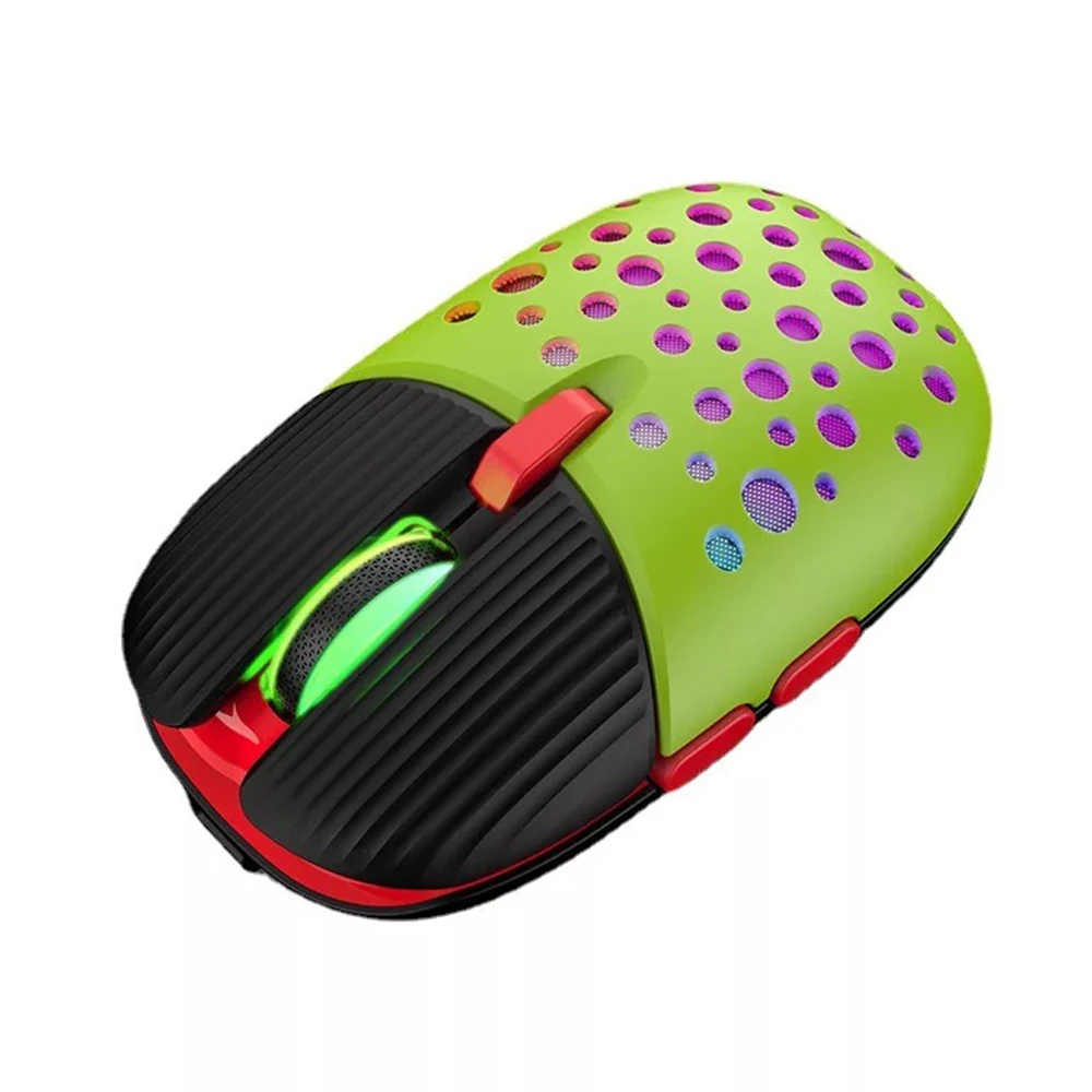 

Newest Design Wireless 2.4G Beetle Mouse Hollow Ultra-light Honeycomb Gaming Mouse Lightweight 6D RGB Ergonomic Optical Mice, Black blue green pink