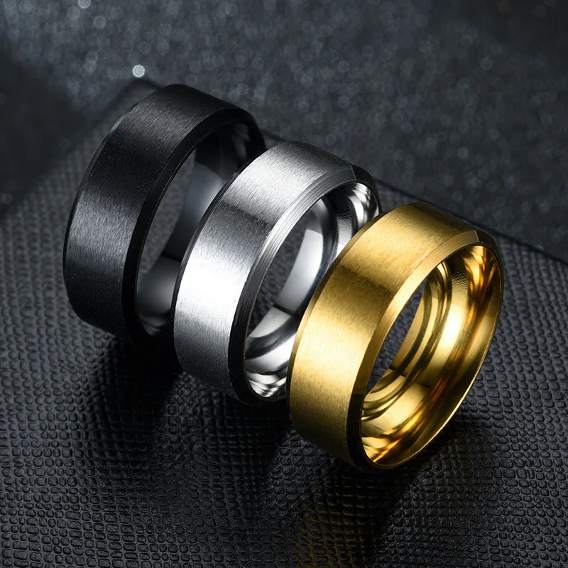 

matte ring simple smooth stainless steel men's Yiwu jewelry wholesale