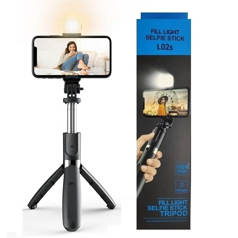 

L02s Extendable Wireless Remote Control LED Fill Light Monopod Selfie Stick Tripod for Smartphone