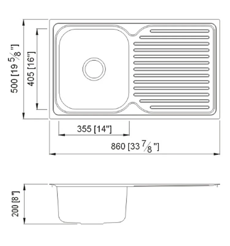 European Style Single Bowl Kitchen Sink,304 Stainless Steel Inset Sink
