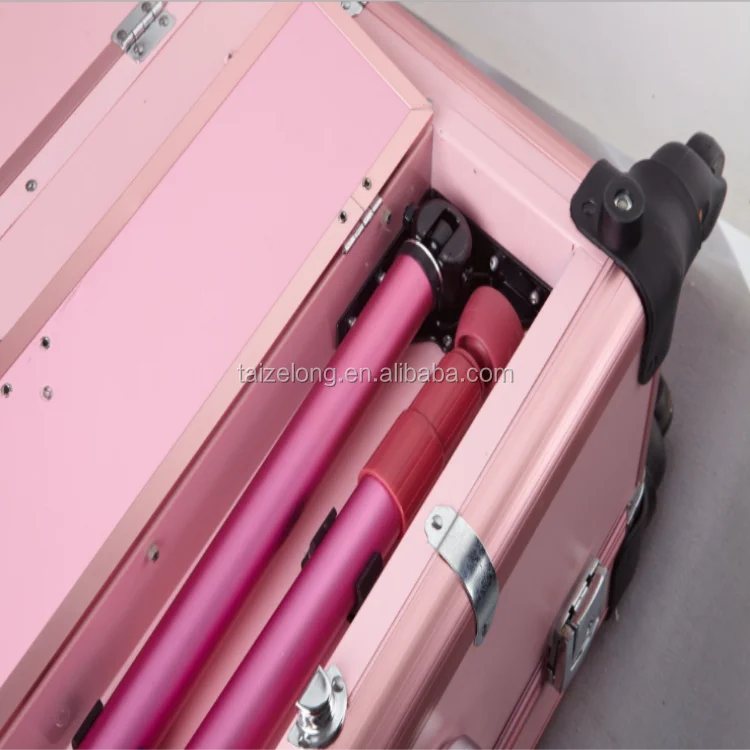 Custom aluminum travel cosmetic suitcase with lights vanity box beauty mirror professional trolley makeup case