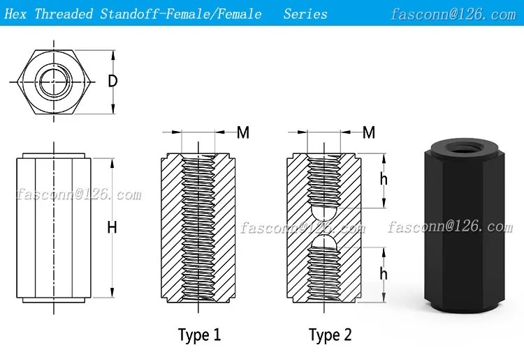 Male/female Metric Threaded Hex Standoff,Nylon Pillars,Pcb Tapped Hex