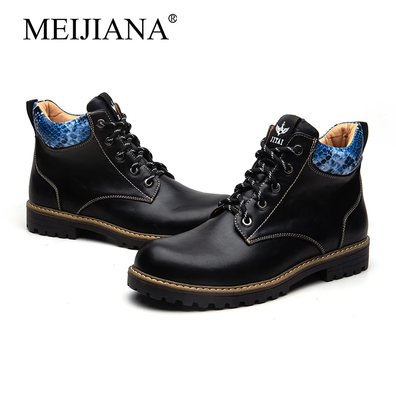 

MeiJiaNa spring and autumn waterproof New 2019 men's casual High quality boots riding boots men's boots work leather outdoor