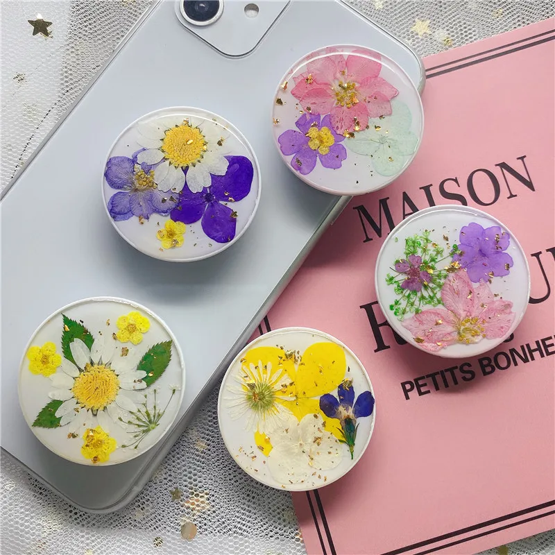 

universal phone holder expanding mobile socket real dried flower phone stand art craft gift OEM for phone grip