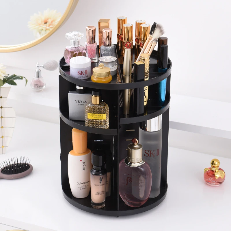 

Multifunctional plastic 360-degree rotating skin care cosmetics storage box