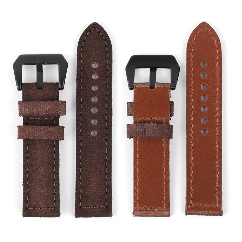 

Canvas Leather Watch Band Strap Coffee color
