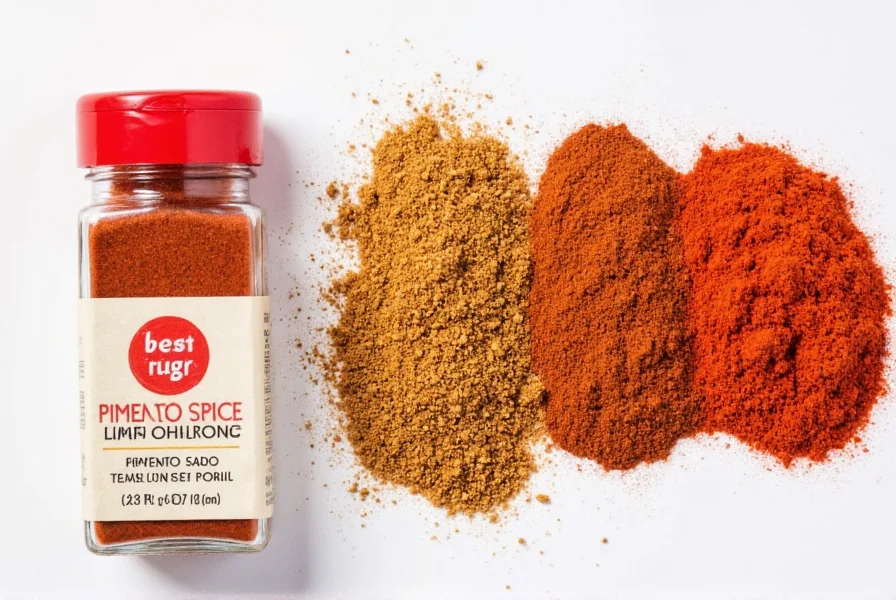 Spice jars including pimento stored on a shelf