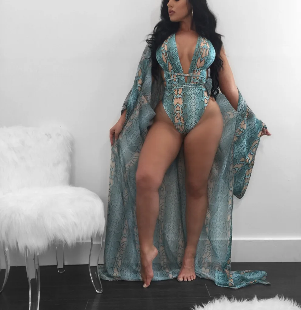 

Two-Piece Suit Long-Sleeved Blouse Printed One-Piece Swimmer