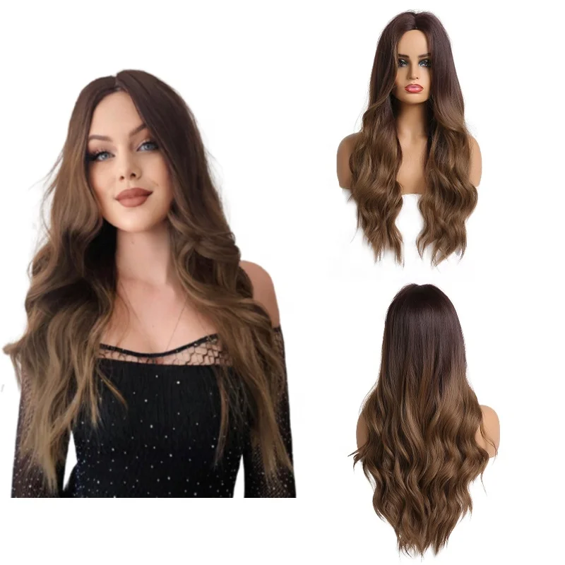 

BVR Synthetic Brown Color Long Wave High Temperature Soft Synthetic Hair Fiber Wig