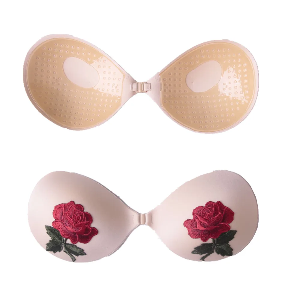 

strapless bra plus size backless bra Women's Underwear push up adhesive silicone bra wedding lingerie, Nude