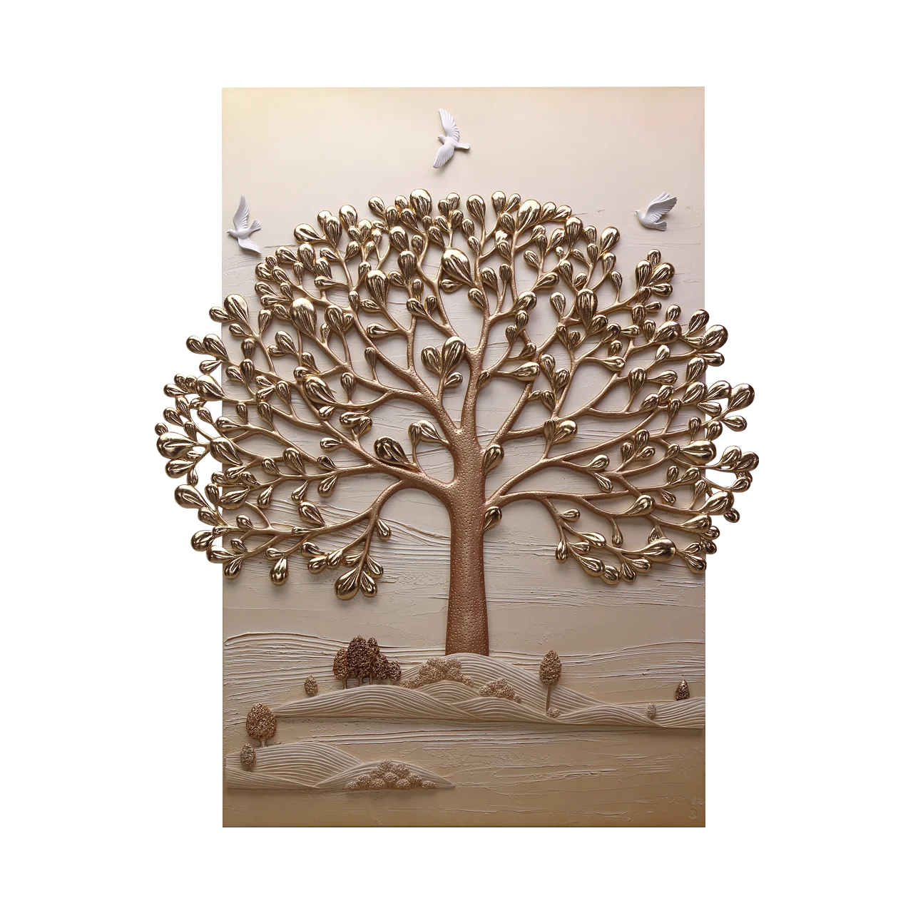 

Hotel Hot Sale Home Furniture Popular 3D Wall Art Golden Tree Painting, Same as pictures