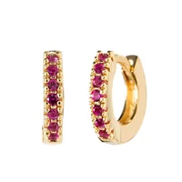 

Handmade ruby huggie hoop jewelry sterling silver earrings for women