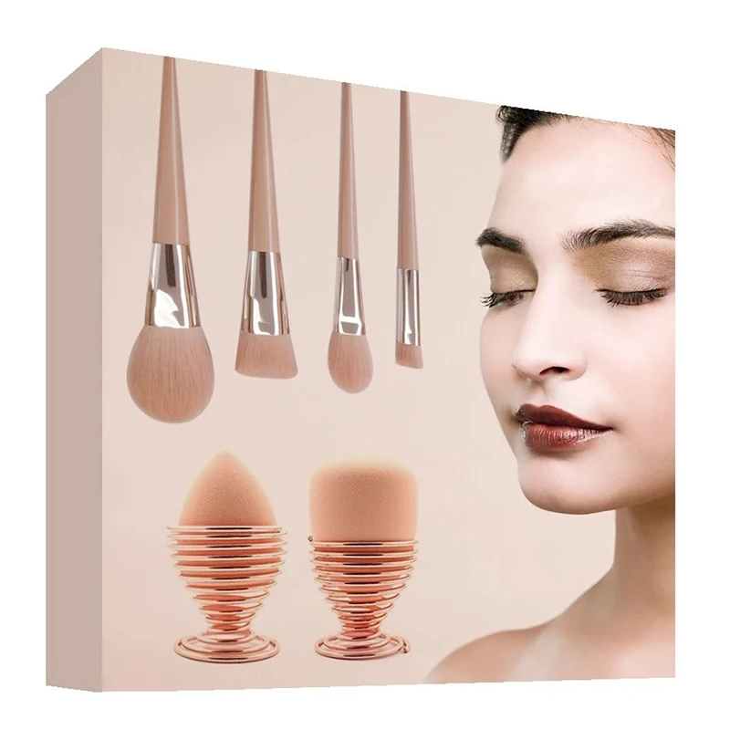 Luxury christmas gift 6pcs sponges makeup brush set with packaging makeup brush boxes