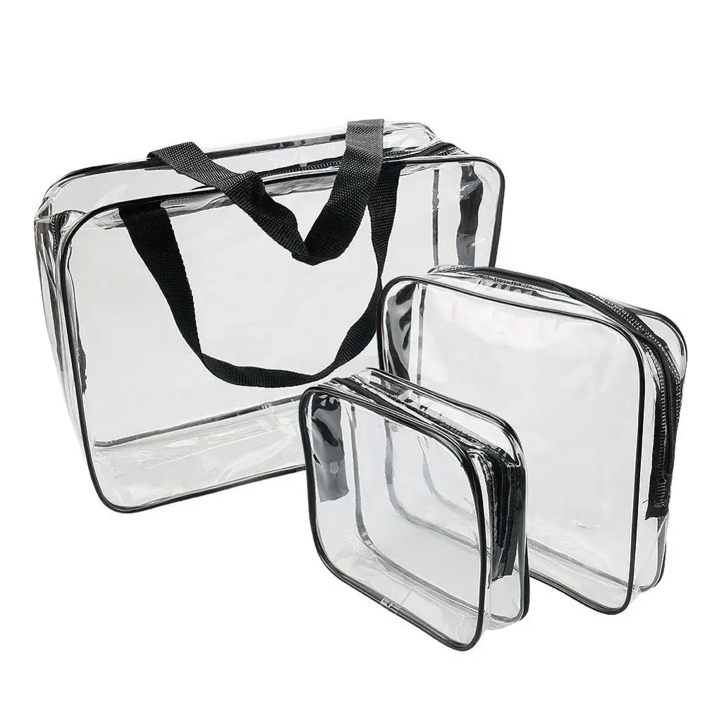 

Custom logo Clear Carrying Bag waterproof makeup clear pouch durable PVC Travel Carry Bags Cosmetic transparent clear PVC