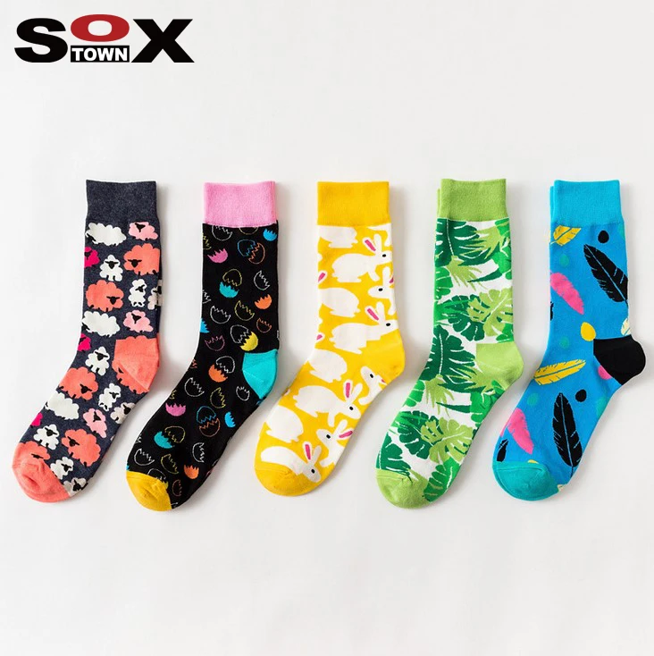

SOXTOWN cheap wholesale funny design custom crew colorful casual rabbit egg sheep men women unisex cotton happy socks, More than 300 styles