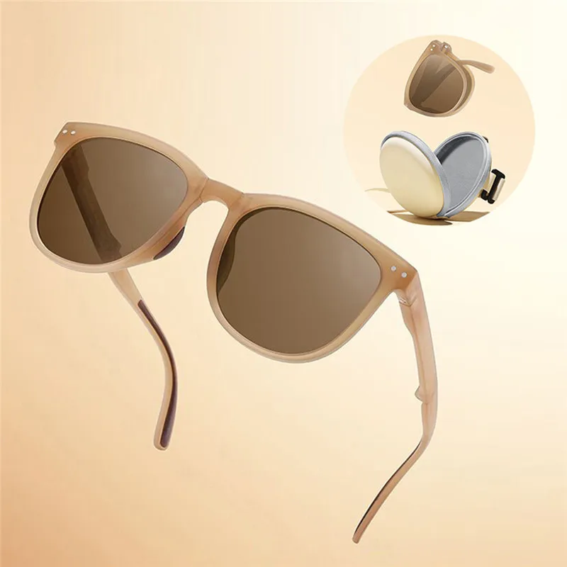 

New Round Driving Retro Outdoor Glasses UV400 Light sunglasses New Women Fashion Sunglasses Small Frame Folded sunglasses