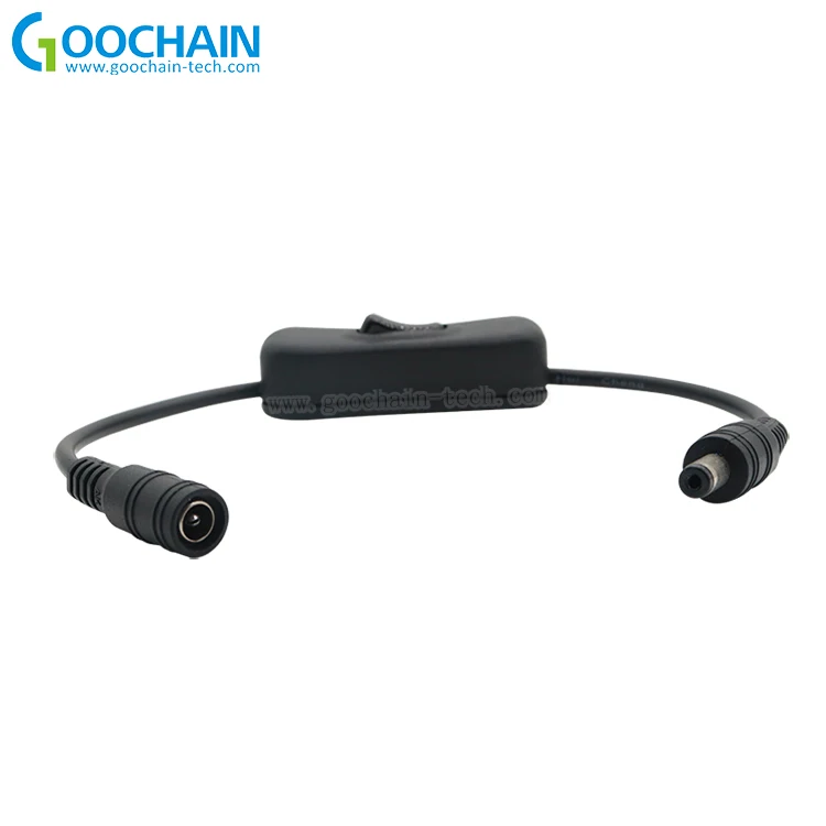 Male to Female Inline DC Power Extension Cable with On Off Switch, 5.5x2.1mm Barrel for Led Strip Light CCTV Camera