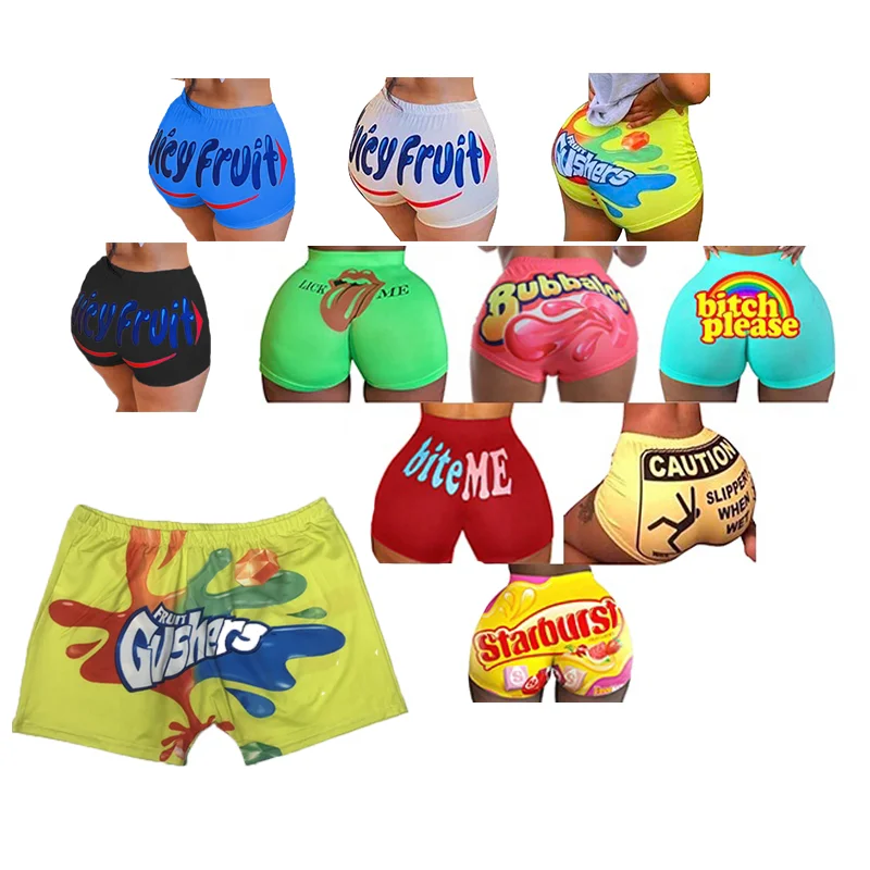 

2020 New Style Fashion candy high waist yoga gym summer shorts women casual shorts panty for bike, Customized colors