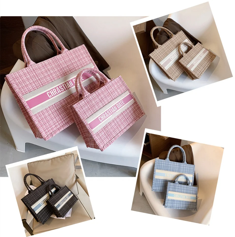 

New Fashion Weave Handbag Letter Printing Mommy And Daugher Bags Suit