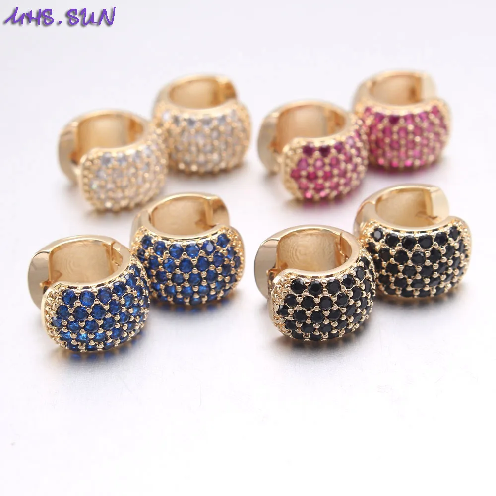 

MHS.SUN Fashion Women's Cubic Zirconia Earrings 18K Gold Plated Hoop Earrings Brass Circel Earrings Wholesale Piercing Jewelry