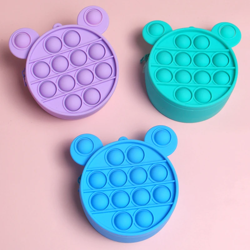 

New Silicone Storage Wallet Push Bubble Purse Coin Key Storage Bag Pop Fidget Decompression Bubble Zipper bag