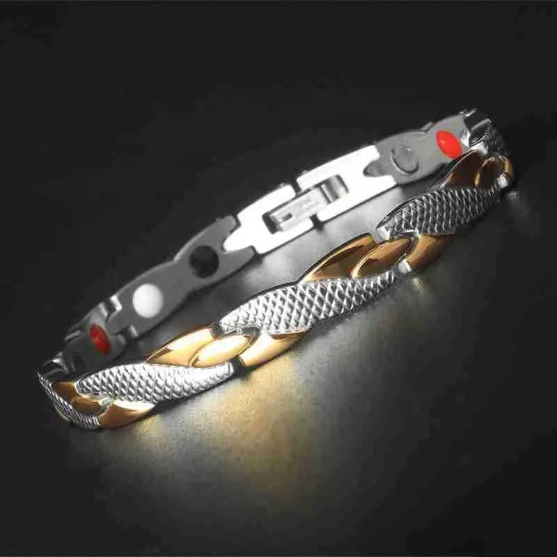 

Hot sale men and women jewelry dragon pattern personality magnetic couple bracelet, Gold color