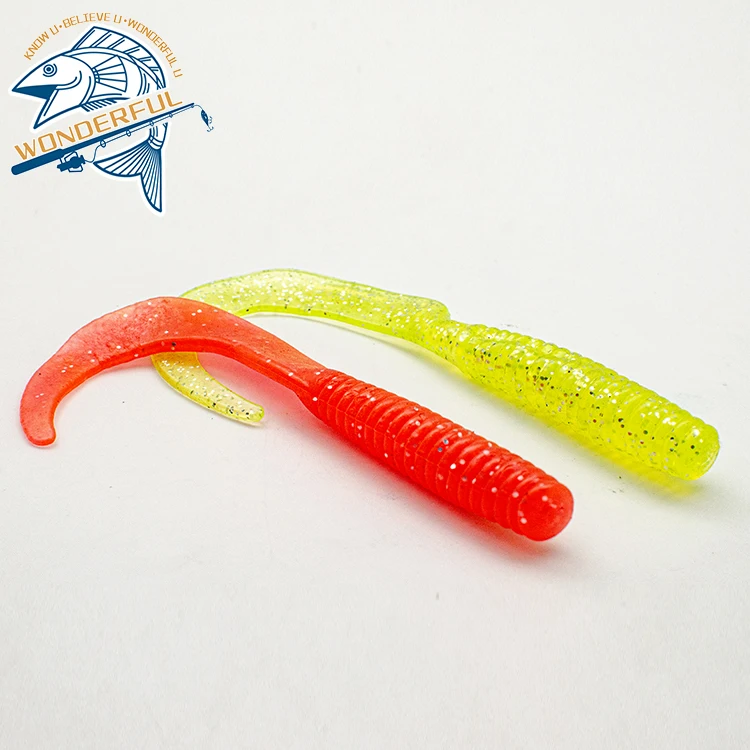 

150mm 20g Bulk Yellow Red Artificial Plastics Jerk Bait Vibes Floating Wobblers Screw Curly Long Tail Soft Fishing Lures