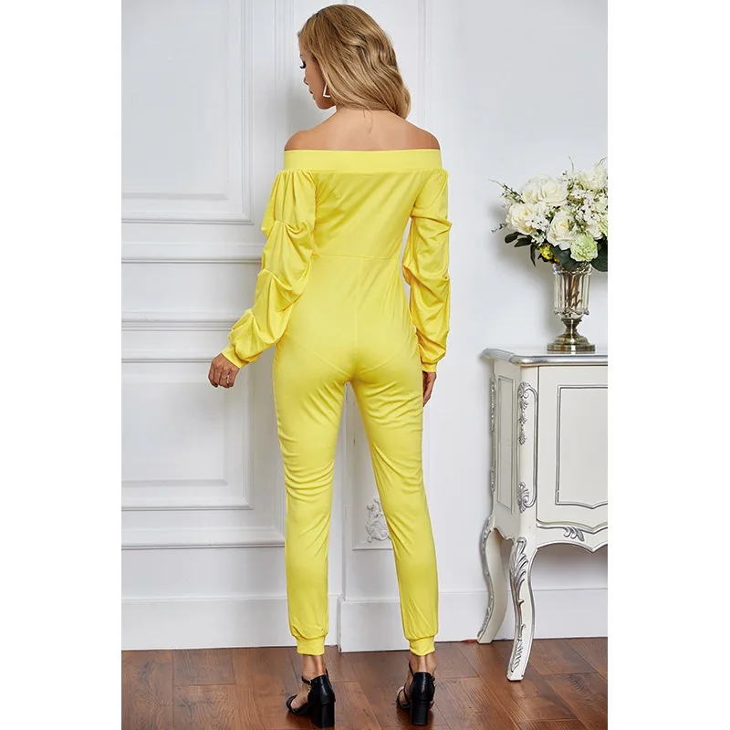 

Autumn and winter women's long-sleeved jumpsuit sexy zipper high-waisted Slim jumpsuit