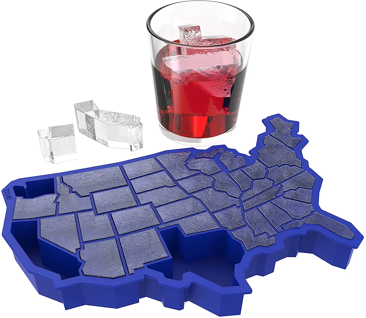 

2022 United Amazon Kitchen Gadgets Reusable BPA-Free Usa United States Map Silicone Ice Cube Mold Tray for Whiskey, Blue