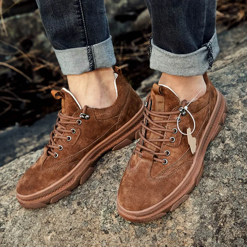 
oem stock sale chunky sole suede leather shoes men outdoor fashion mens shoes sports tennis work shoes 