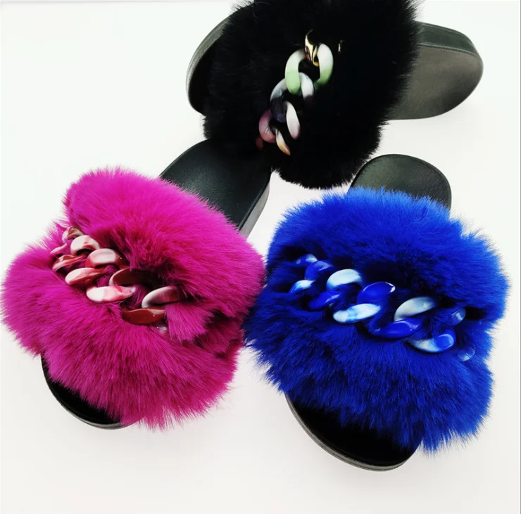 

Cuwomen's logo new cross hairy flat sandals Bridesmaid Slippers durable warm comfortable Womens Shoes Wholesale Prices