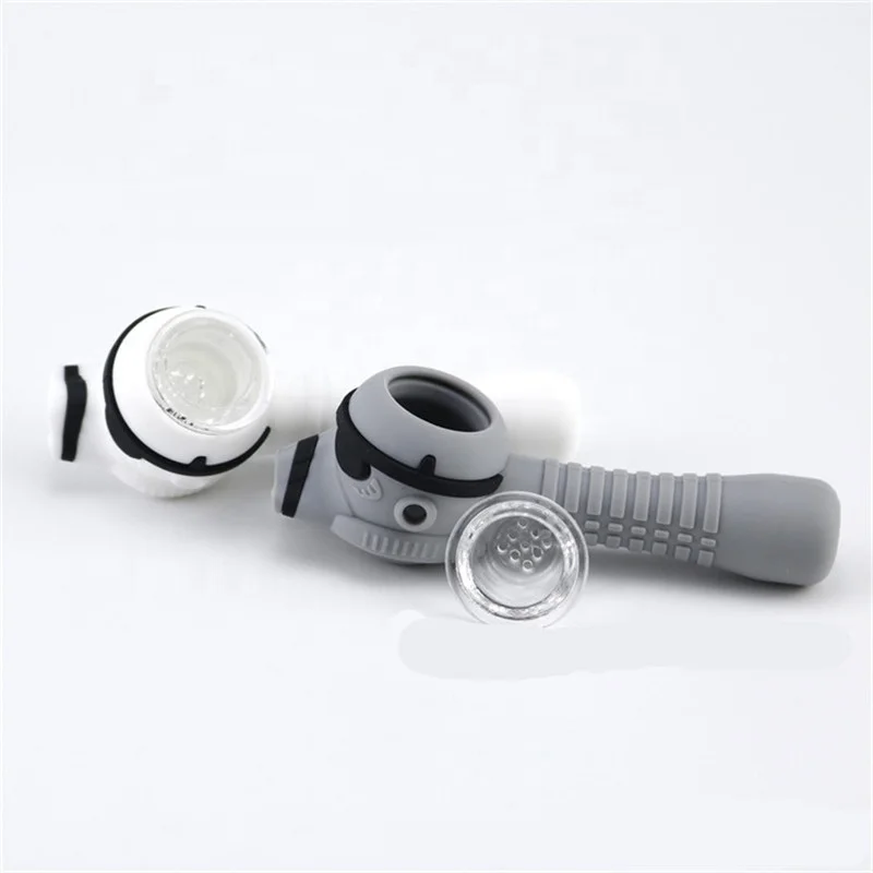 

Silicone Soldier Cartoon Mini Portable Smoking Pipe, Gray/white