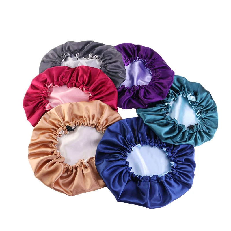 

Adjustable Satin Bonnet Sleep hat For Night Sleeping Hair Bonnet Waterproof Shampoo Bathing Accessory Hair Salon