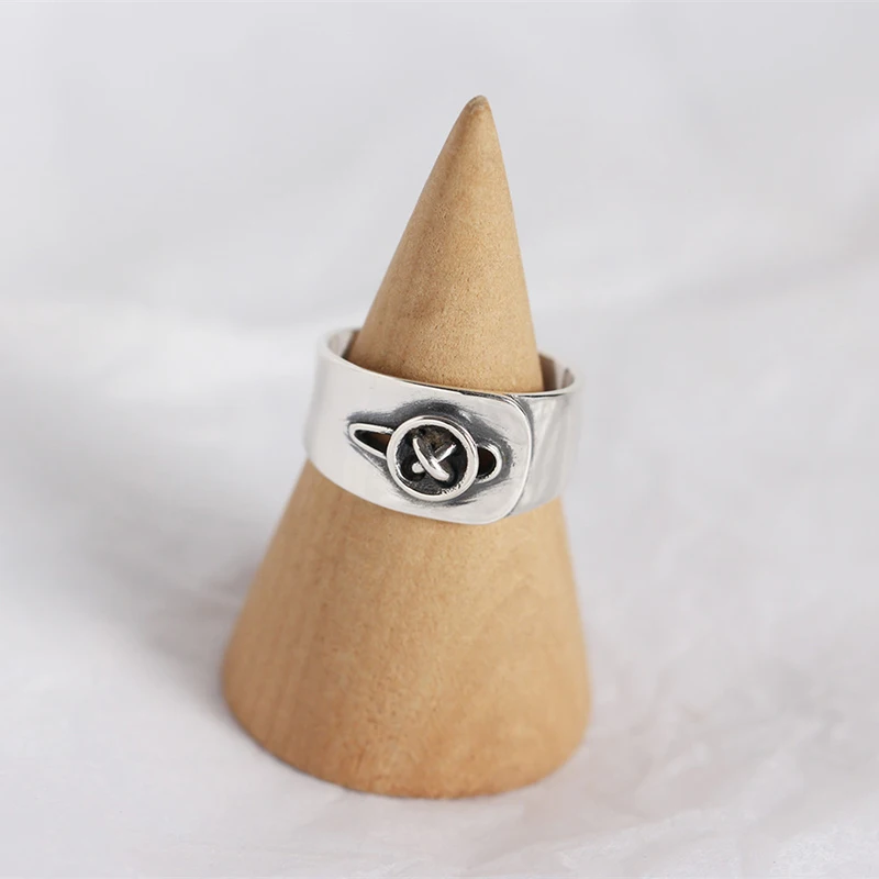 

VIVILADY gold plated trendy high polish 925 sterling silver button with a wide open adjustable ring for ladies