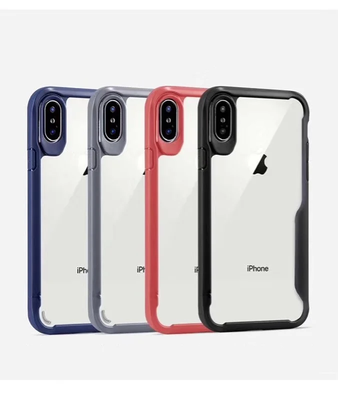 

Crystal Clear Slim Hard PC Back Soft TPU Bumper Shock Absorption Scratch Resistant Protective Case Cover for Apple iPhone X/XS, Black,red, blue, gray