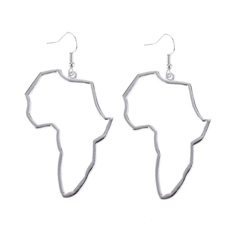 

2021 Hot Sales Fashion Personalize Big Alloy African Map Earrings Exaggerate Jewelry for Women Earring Jewelry, As photo