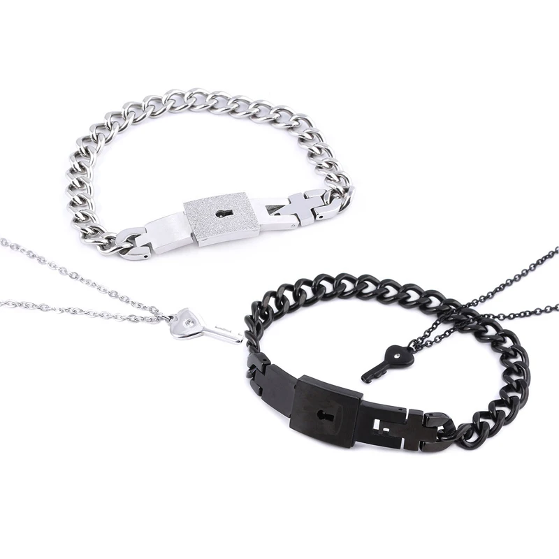 

Hot Stainless Steel Key Lock Couple Jewelry Bracelet
