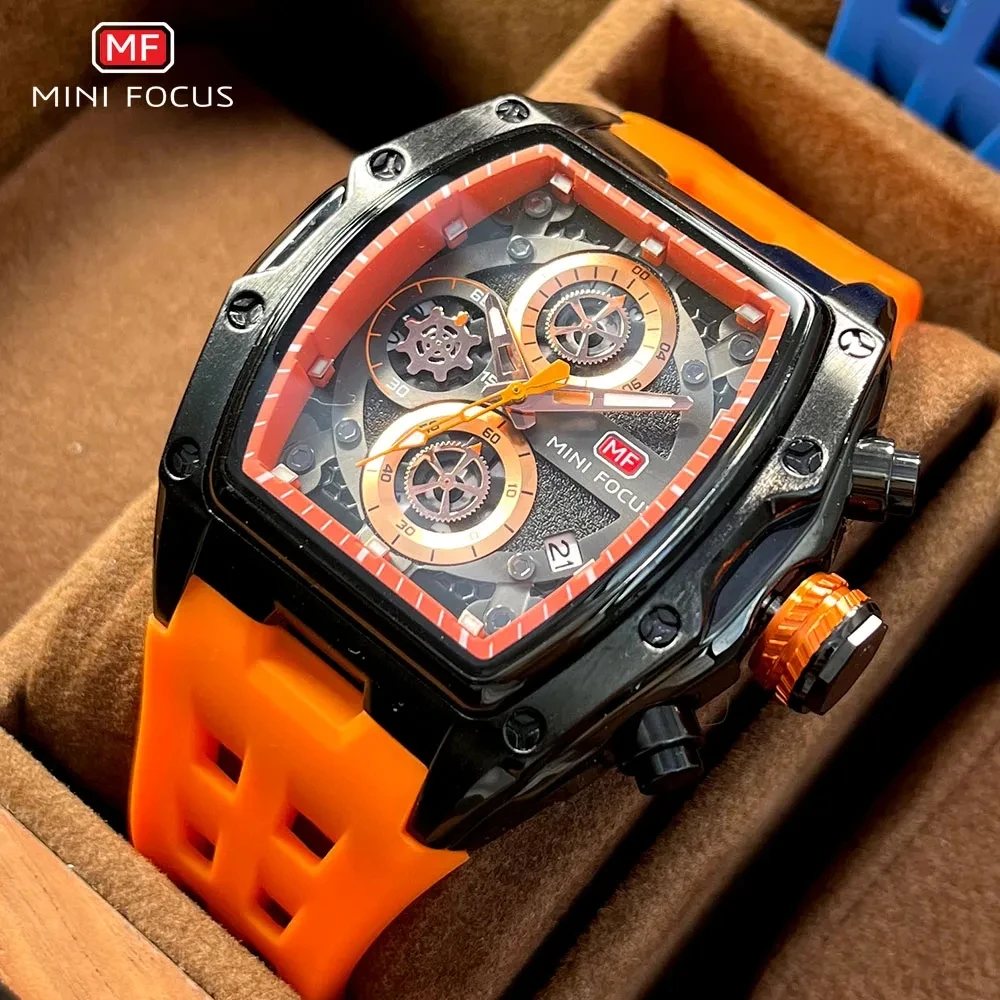 MINI FOCUS 0473 Watch Men Sport Waterproof Silicone Strap Chronograph Mens Watches Luxury Fashion Luminous Man Wristwatch Reloj