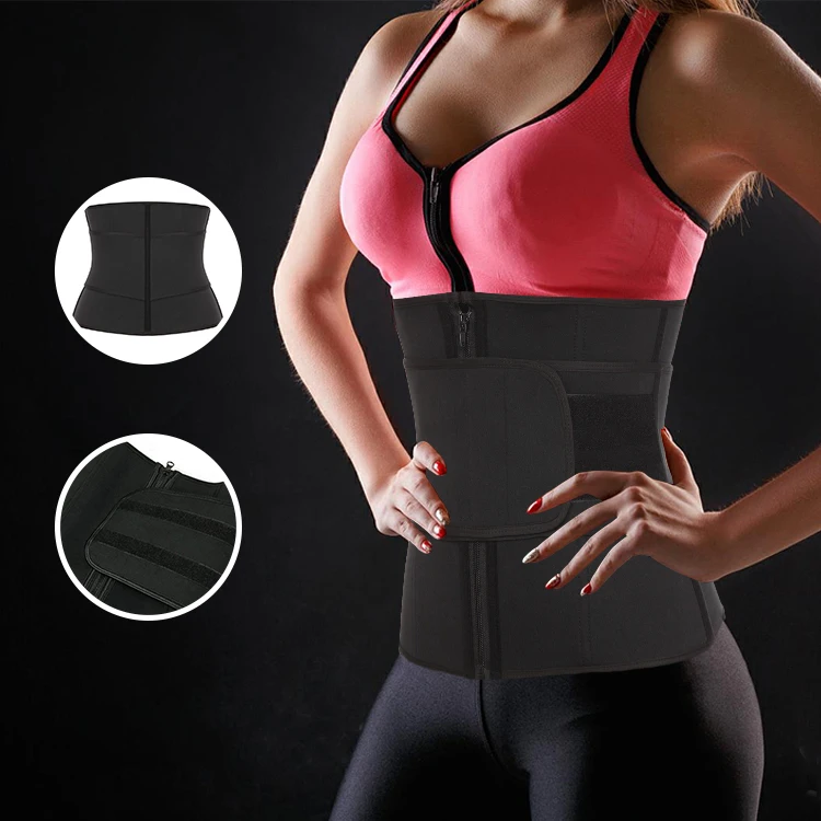 

Custom high quality double strap 7 steel bone layer slimming latex waist trimmer trainer corset