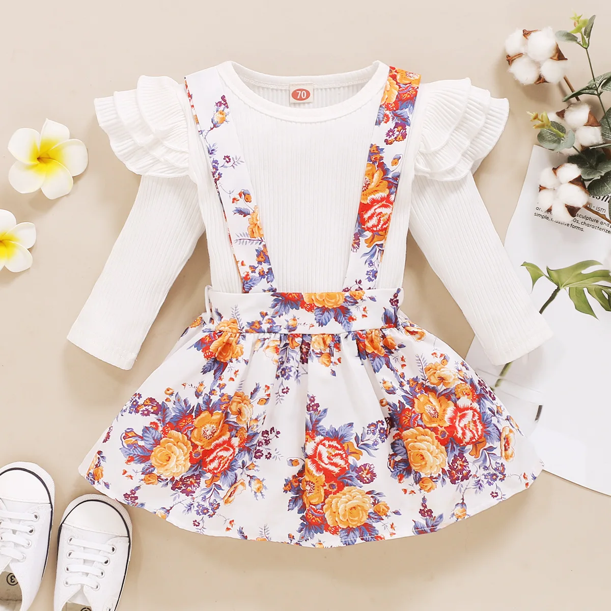 

Toddler clothes 2 pieces outfits skirt 2021 fashionable floral outfits dress baby kids girls' clothing sets